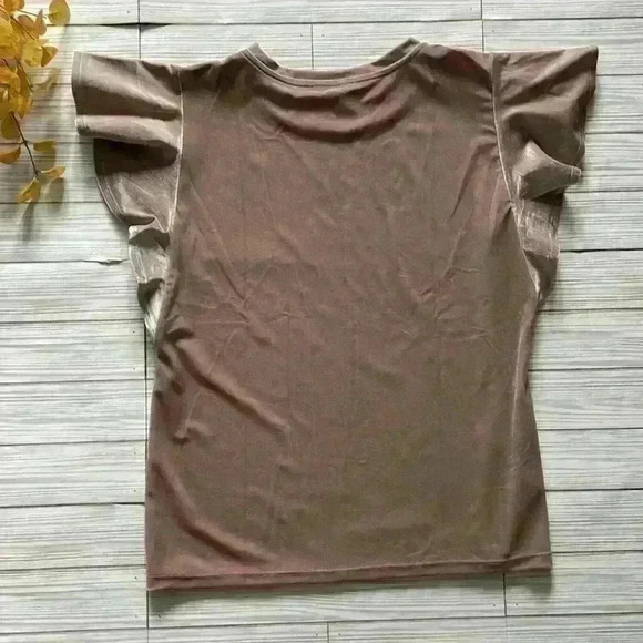NWT Ann Taylor flutter sleeve crew neck pullover velvet top - Picture 8 of 9
